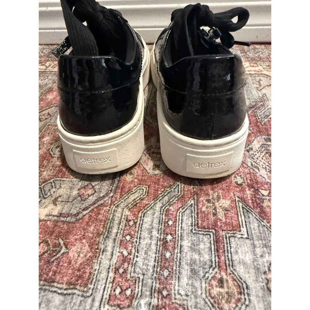 Aetrex Black Patent Leather Platform Sneakers Side Zip Orthotic comfort 9.5 - Picture 4 of 6